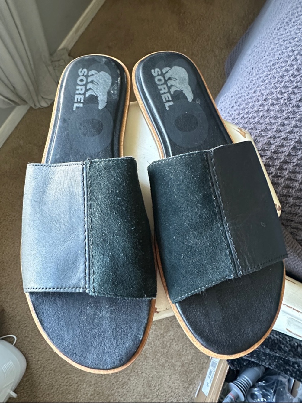 Sorel Black Slide Sandals